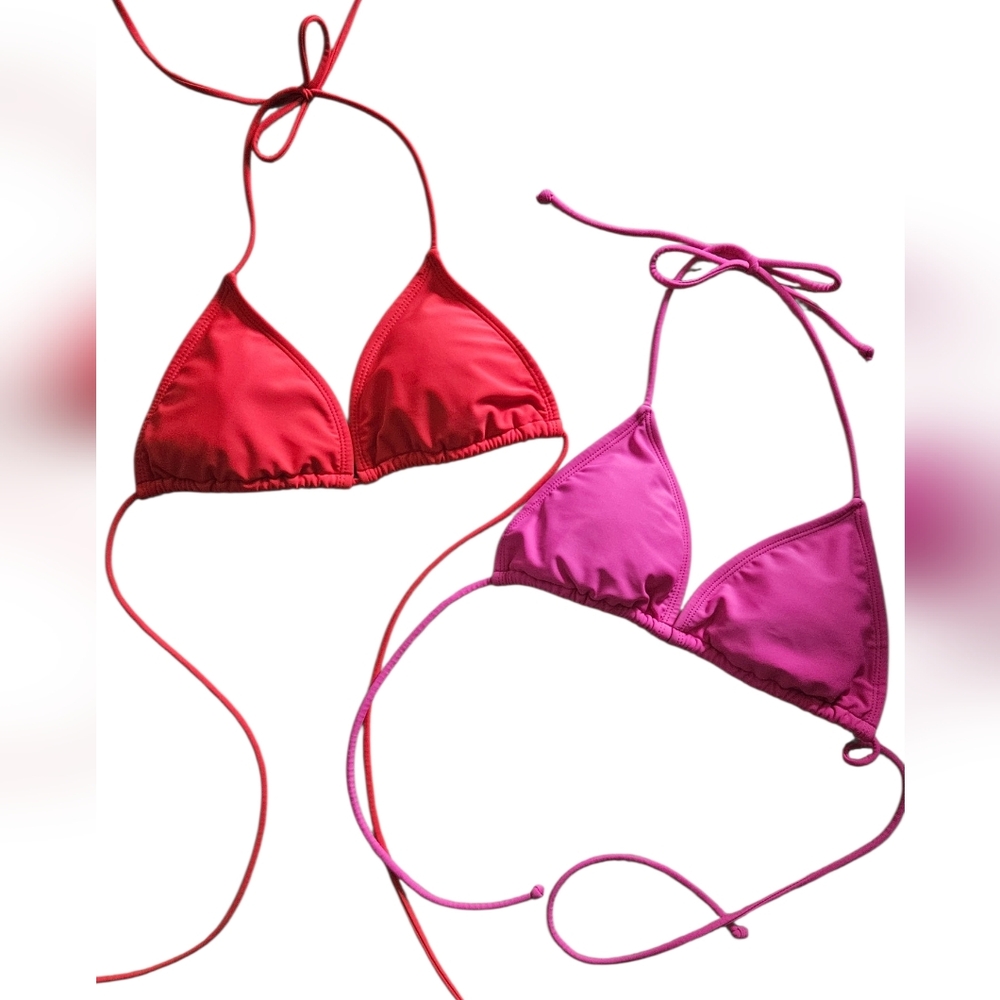 2x Triangle Bikini Halter Swim Tops sz S Small No Name